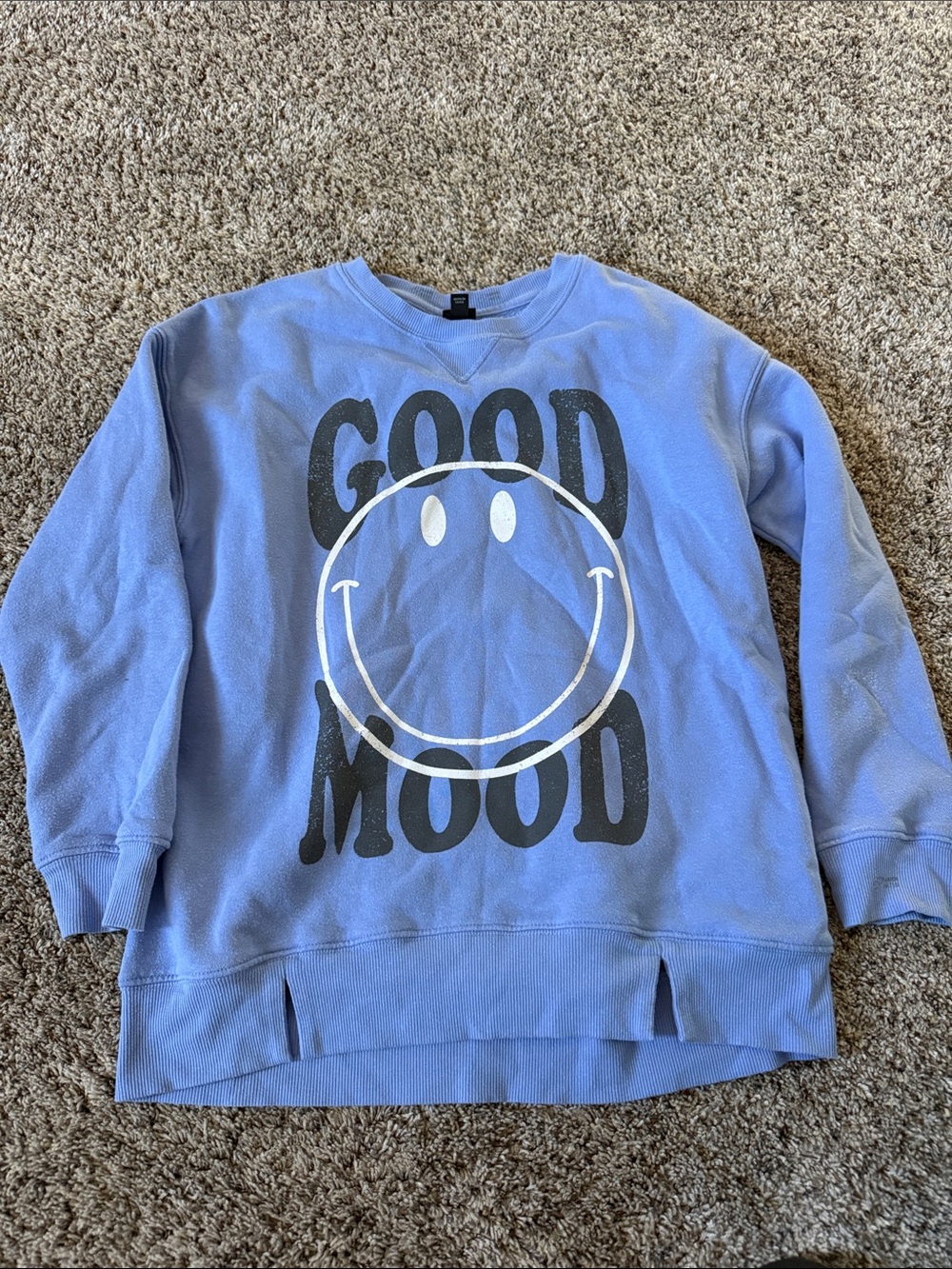 art class Lavender-Blue 'Good Mood' Graphic Kids Sweatshirt